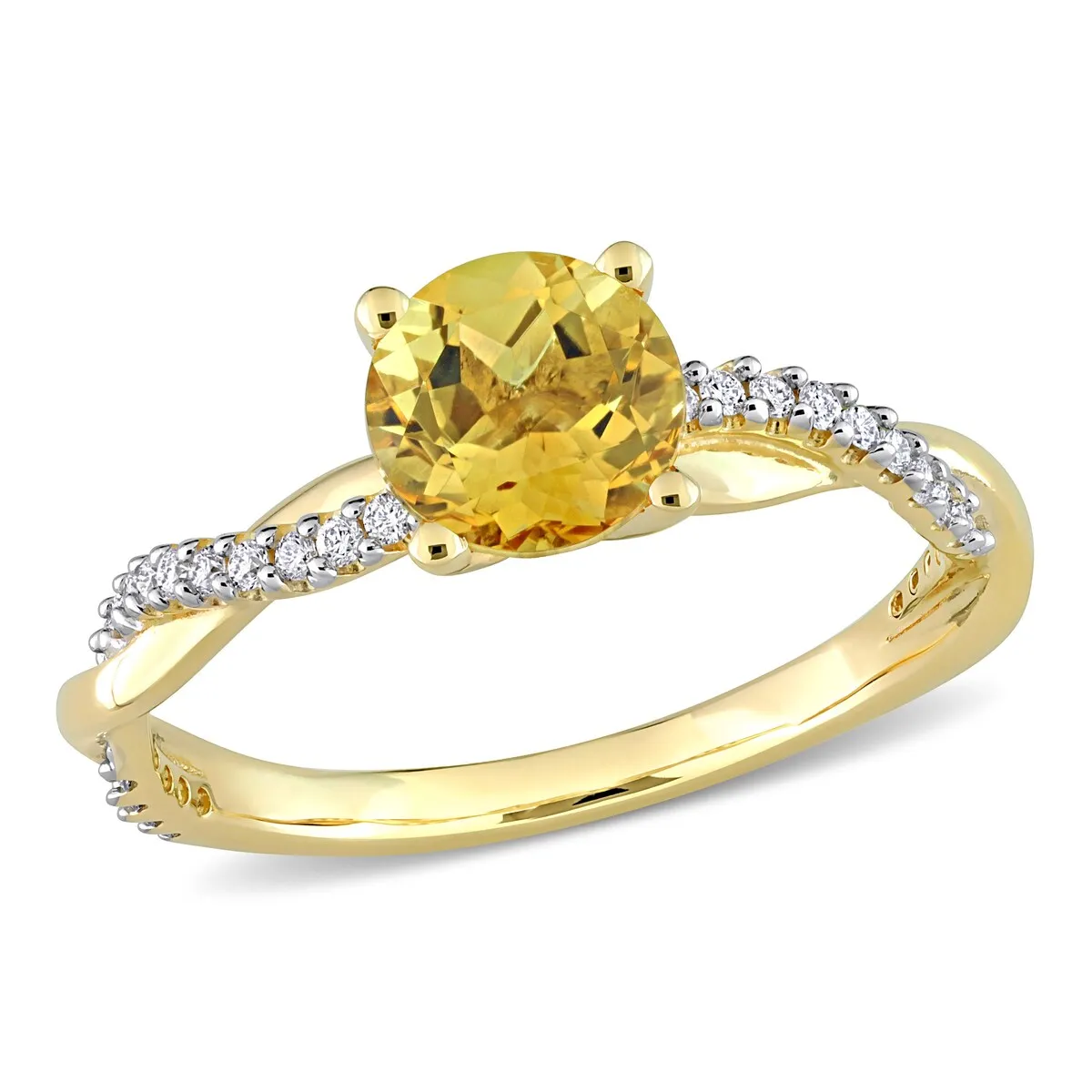 Miadora Citrine and 1/6ct TDW Diamond Crossover Birthstone Ring in 14k Yellow Gold sold by Zulily product image thumbnail 2