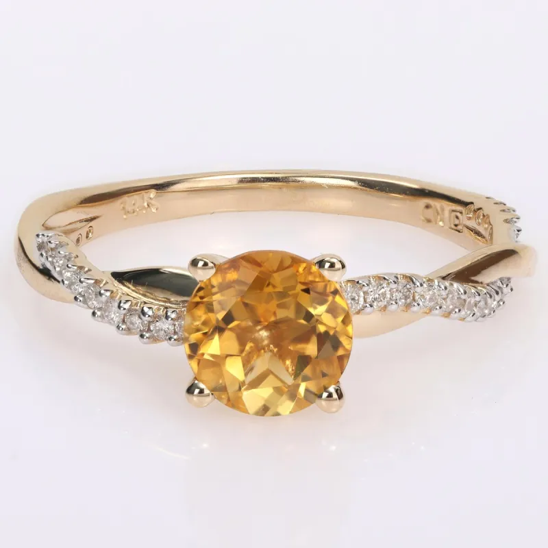 Miadora Citrine and 1/6ct TDW Diamond Crossover Birthstone Ring in 14k Yellow Gold sold by Zulily