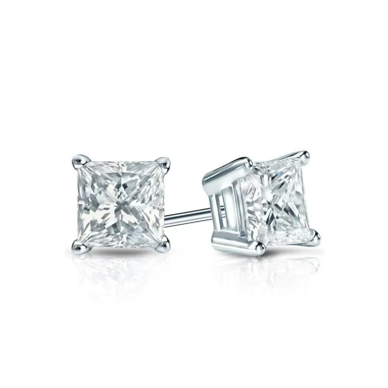 Auriya 14-karat Gold Lab Grown 0.50 carat TDW Princess Diamond Stud Earrings 4-Prong Basket Push-back sold by Zulily