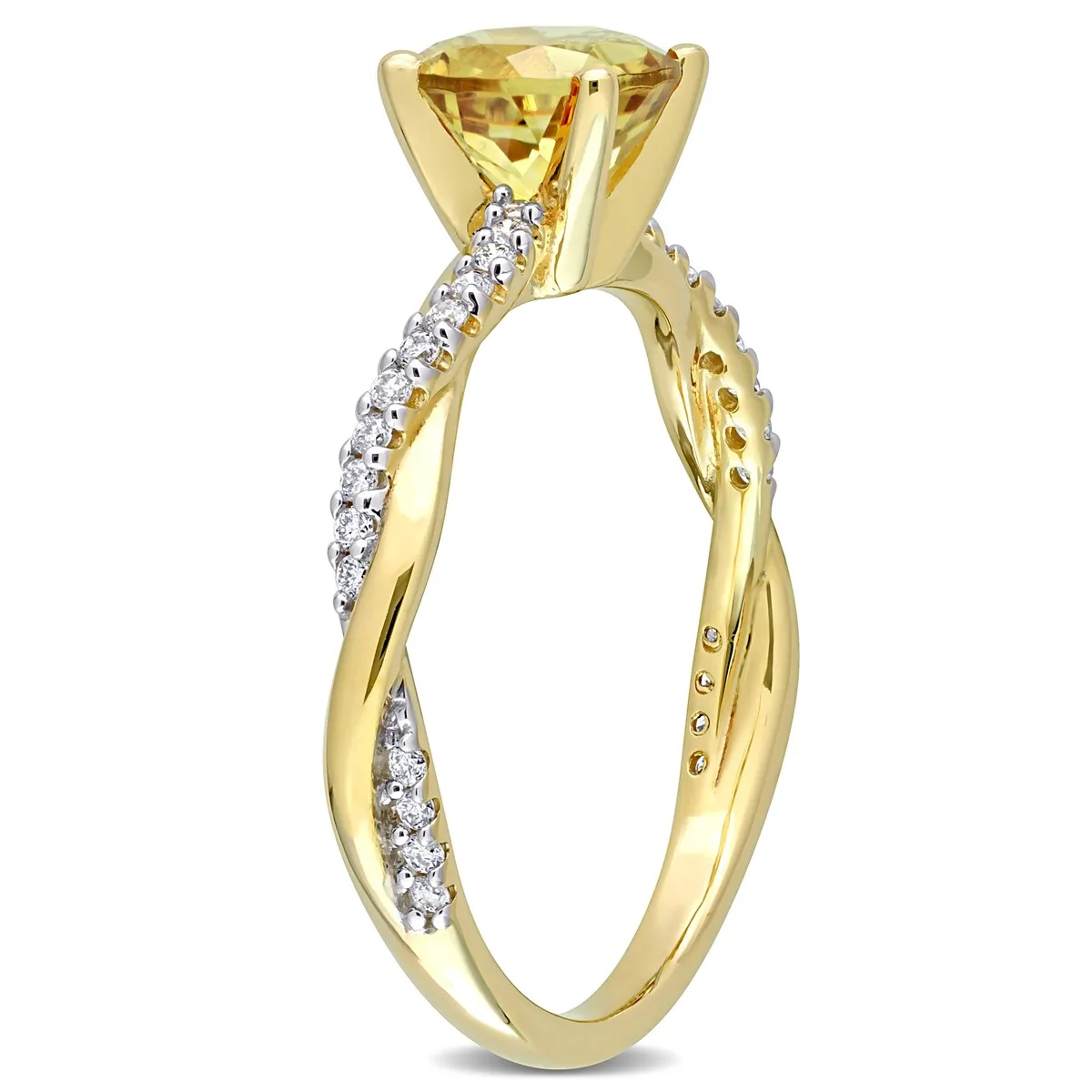 Miadora Citrine and 1/6ct TDW Diamond Crossover Birthstone Ring in 14k Yellow Gold sold by Zulily product image thumbnail 4