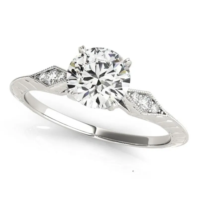 Auriya Vintage Round 1 1/2 carat Moissanite and 1/10ctw Diamond Engagement Ring 14K Gold sold by Zulily