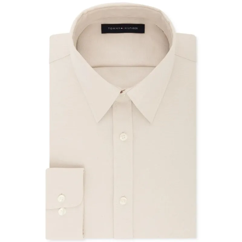 Tommy Hilfiger Men's Th Flex Fitted Non Iron Stretch Check Dress Shirt Blue/Yellow Size XL made by Tommy Hilfiger