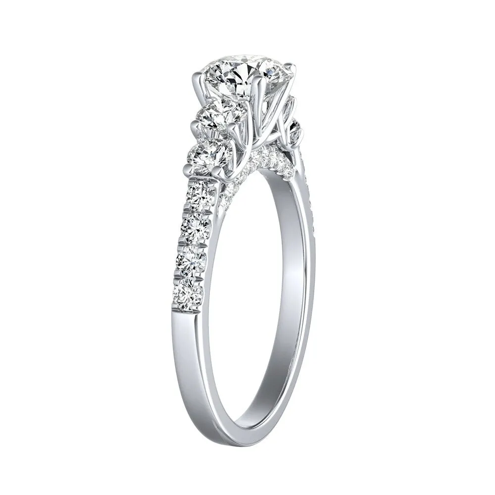 Auriya 1 1/2ct Moissanite and 5-Stone Diamond Engagement Ring 3/4ctw 14K Gold sold by Zulily product image thumbnail 4