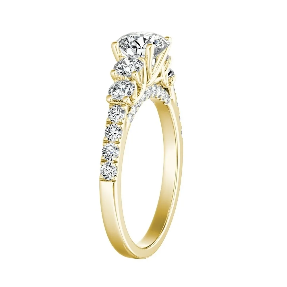 Auriya 1 1/2ct Moissanite and 5-Stone Diamond Engagement Ring 3/4ctw 14K Gold sold by Zulily product image thumbnail 5