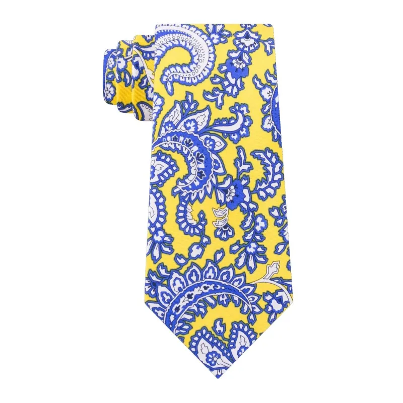 Tommy Hilfiger Men's Central Paisley Silk Tie Yellow Size Regular - One Size made by Tommy Hilfiger