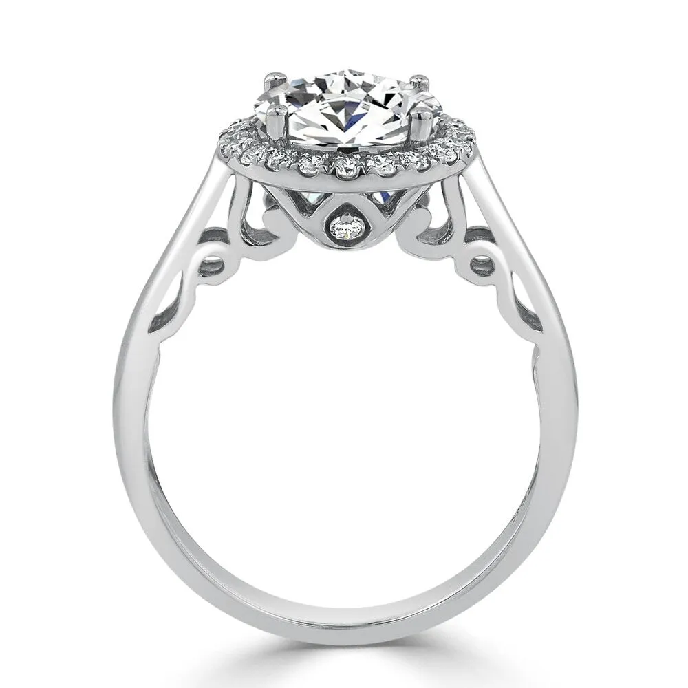 Round 2ct Moissanite and 1/4ct TDW Diamond Halo Engagement Ring sold by Zulily product image thumbnail 4