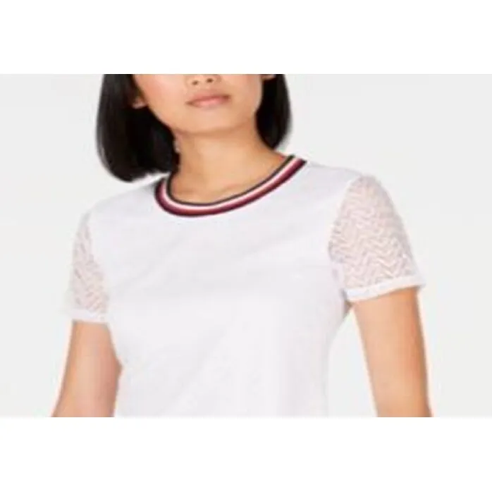 Tommy Hilfiger Women's Lace Striped Trim T-Shirt White Size X-Small sold by Zulily product image thumbnail 2