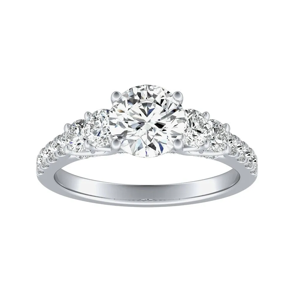 Auriya 1 1/2ct Moissanite and 5-Stone Diamond Engagement Ring 3/4ctw 14K Gold sold by Zulily