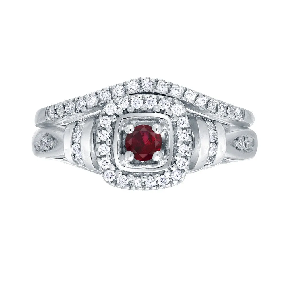 14k Gold 1/5ct Ruby and 1/3ct TDW Diamond Engagement Ring Set sold by Zulily product image thumbnail 4