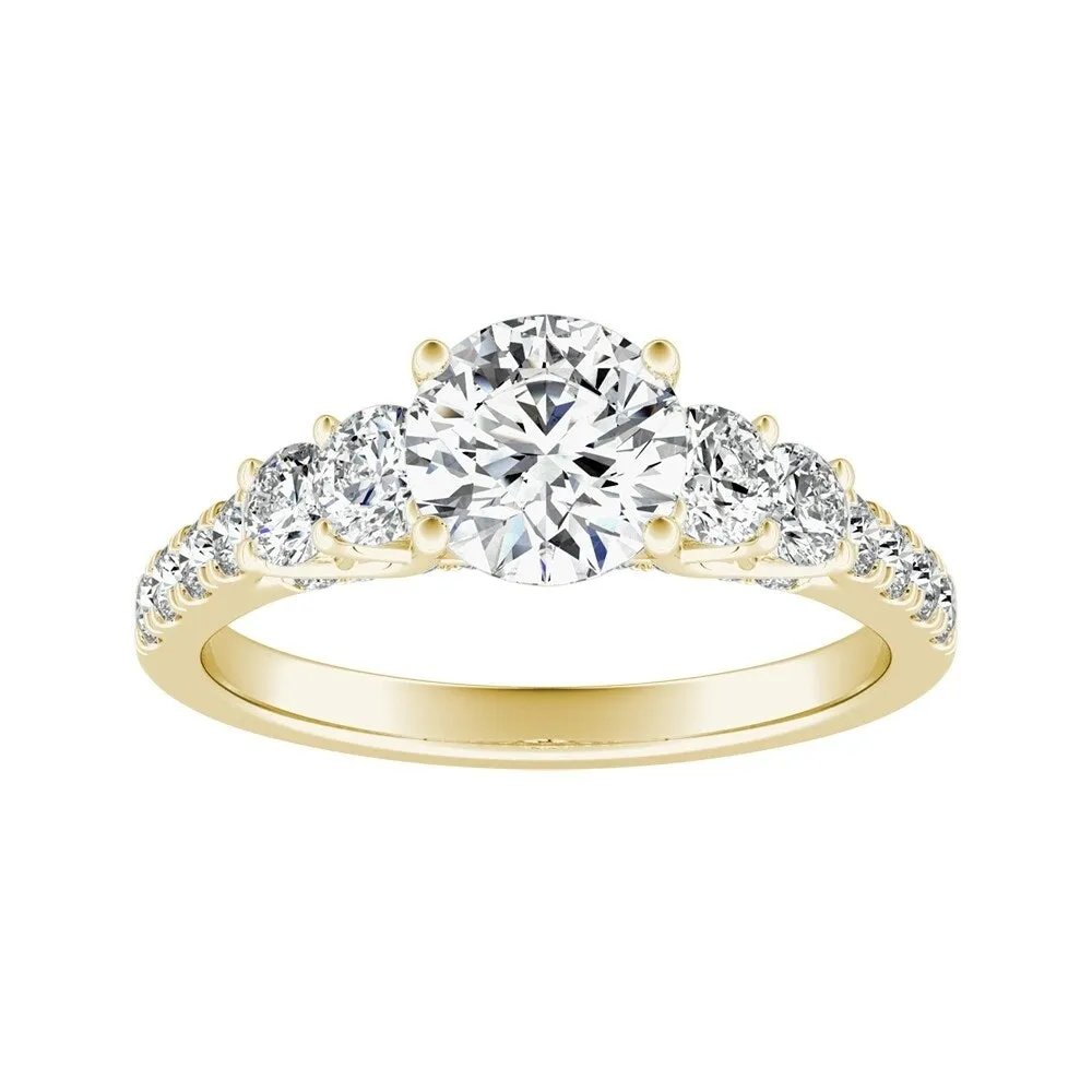 Auriya 1 1/2ct Moissanite and 5-Stone Diamond Engagement Ring 3/4ctw 14K Gold sold by Zulily product image thumbnail 2