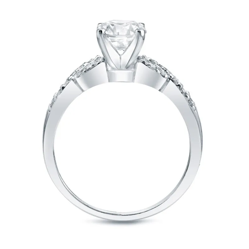 Auriya Round 1ct TDW Twisted Braid Diamond Engagement Ring Set Certified Platinum sold by Zulily