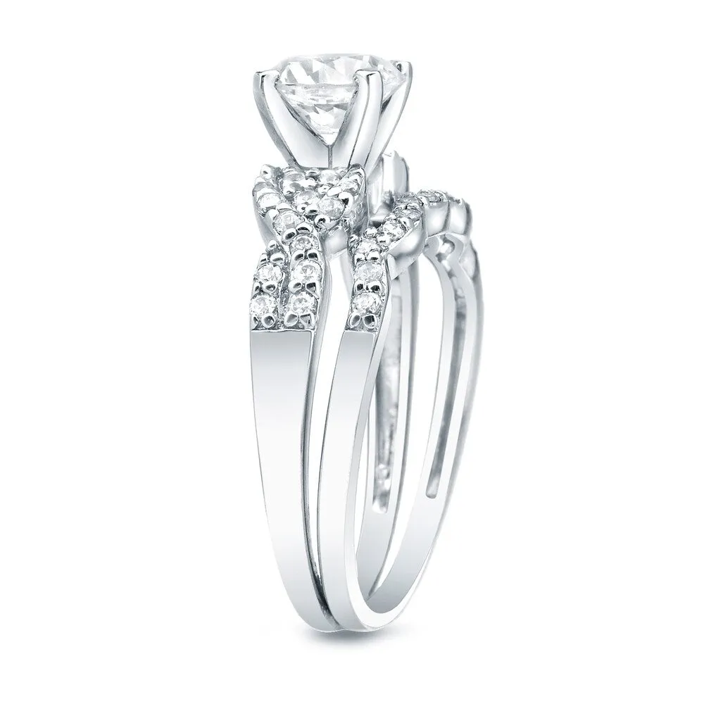 Auriya Round 1ct TDW Twisted Braid Diamond Engagement Ring Set Certified Platinum sold by Zulily product image thumbnail 2