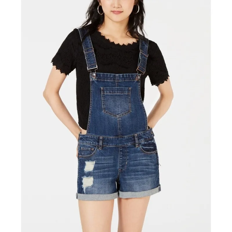 Dollhouse Junior's Cuffed Denim Shortalls Blue Size 7 sold by Zulily