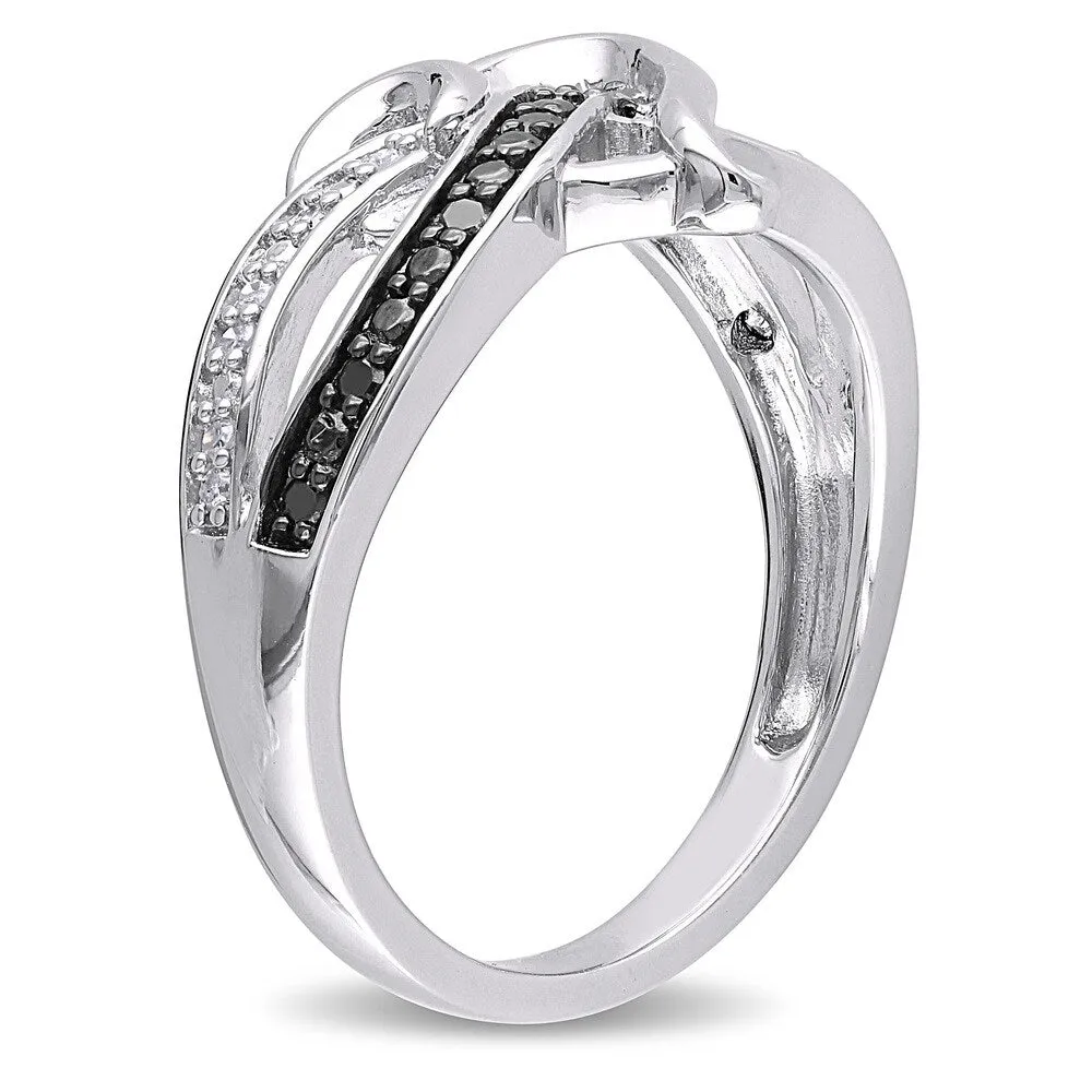 Miadora Sterling Silver 1/8ct TDW Black/ White Diamond Heart Ring sold by Zulily product image thumbnail 3