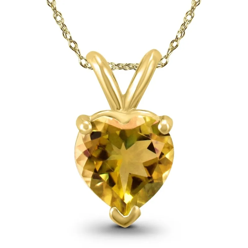 14K Yellow Gold 7MM Heart Citrine Pendant sold by Zulily