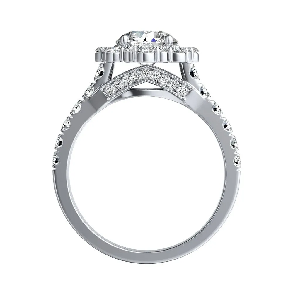 Auriya 14k Gold Vintage Round 3ct Moissanite and 3/4ctw Halo Diamond Engagement Ring sold by Zulily product image thumbnail 4