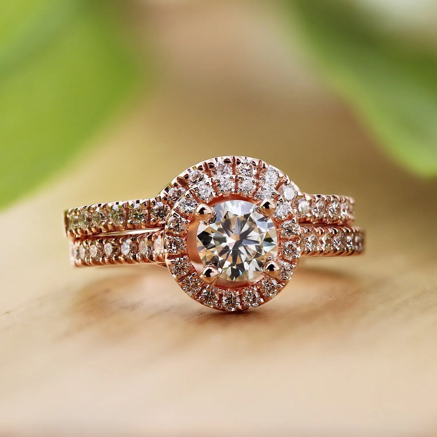 Auriya 14k Rose Gold 1ctw Round Diamond Halo Engagement Ring Set sold by Zulily