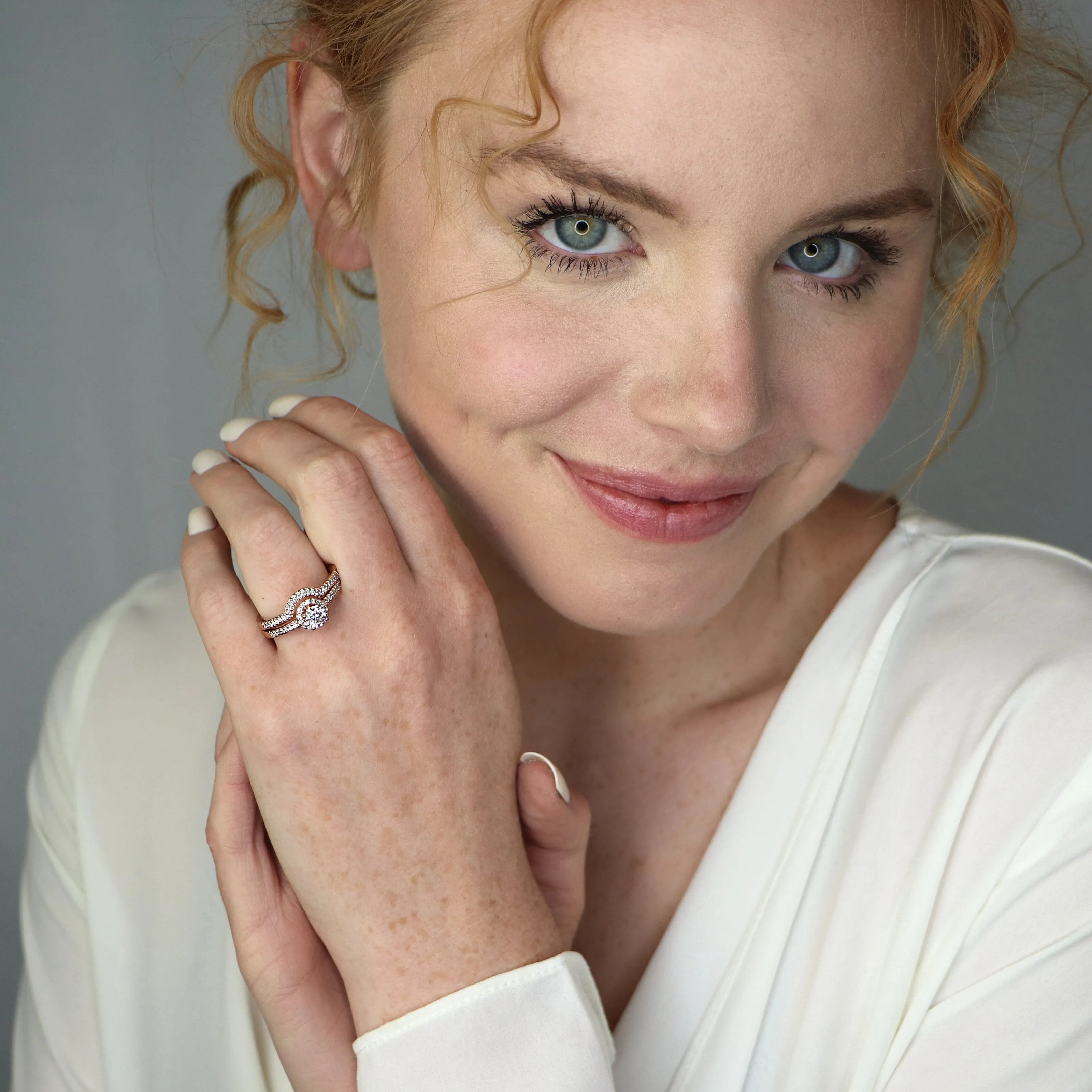 Auriya 14k Rose Gold 1ctw Round Diamond Halo Engagement Ring Set sold by Zulily product image thumbnail 3