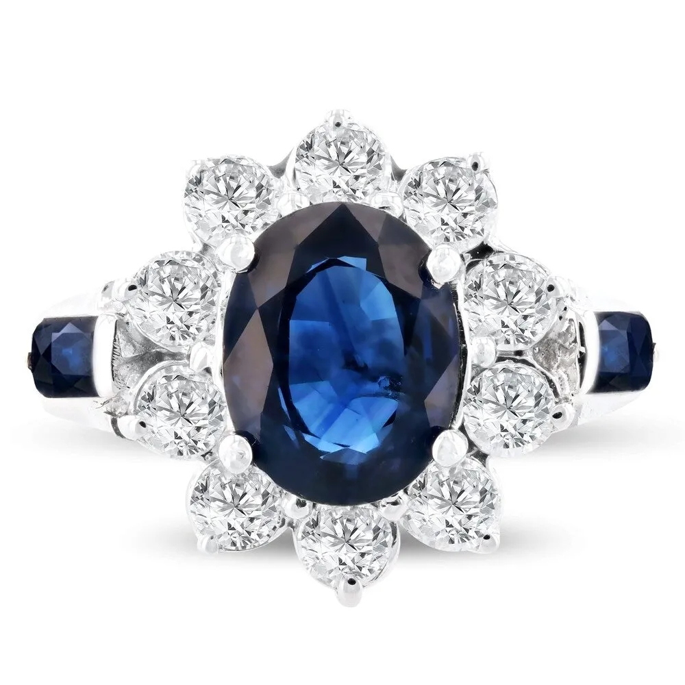Auriya 14k White Gold 2 1/6ct Oval-Cut Blue Sapphire and 3/4ct TWD Halo Diamond Engagement Ring sold by Zulily product image thumbnail 2