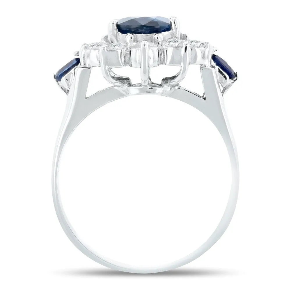 Auriya 14k White Gold 2 1/6ct Oval-Cut Blue Sapphire and 3/4ct TWD Halo Diamond Engagement Ring sold by Zulily product image thumbnail 4