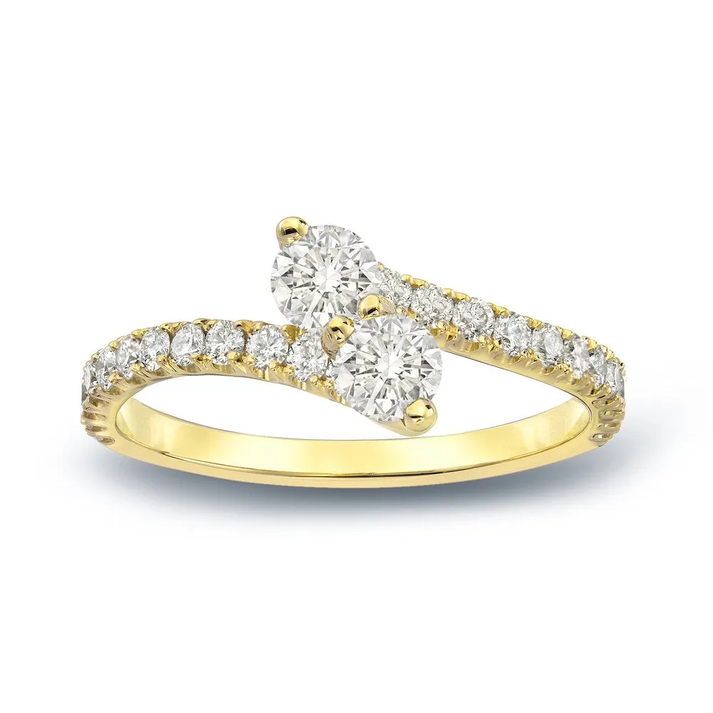 Auriya 14k Gold 3/4ct TDW Round 2-Stone Diamond Engagement Ring sold by Zulily