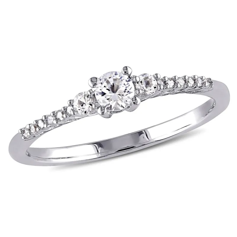 Miadora 1/3ct TGW Created White Sapphire and Diamond Accent Ring in Sterling Silver sold by Zulily