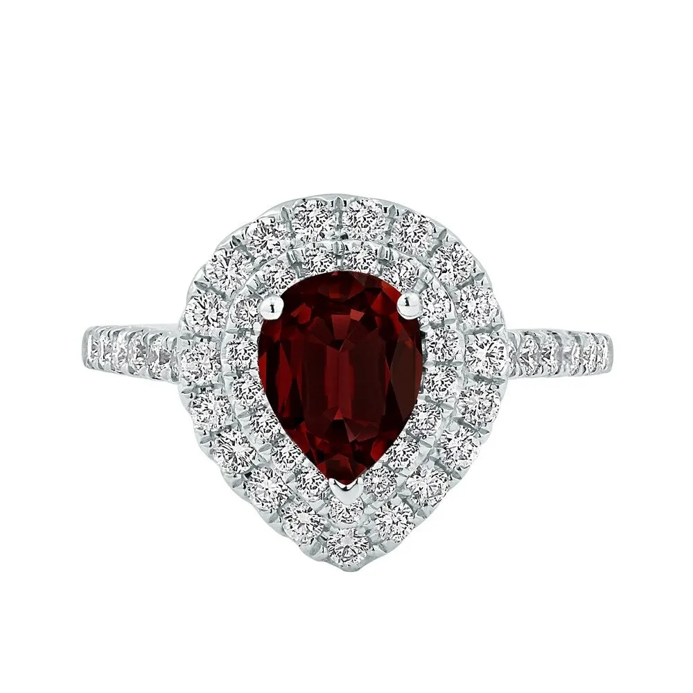 Auriya 1 1/3ct Pear Shape Red Garnet Halo Diamond Engagement Ring 5/8ctw 18K Gold sold by Zulily product image thumbnail 2