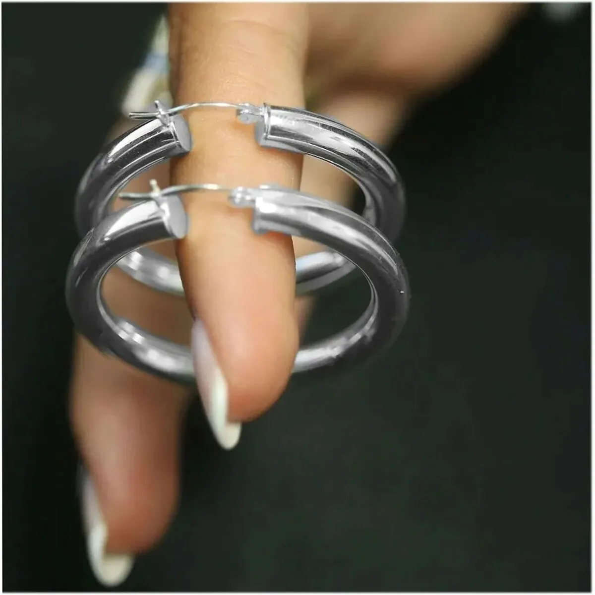 5MM Thick 925 Sterling Silver 40MM French Lock Hoop Earrings sold by Zulily product image thumbnail 2