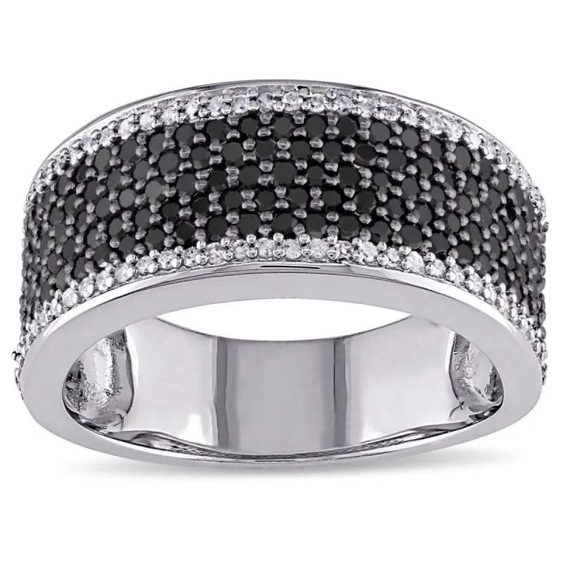 Miadora Sterling Silver 1ct TDW Black-and-white Pave Diamond Ring sold by Zulily