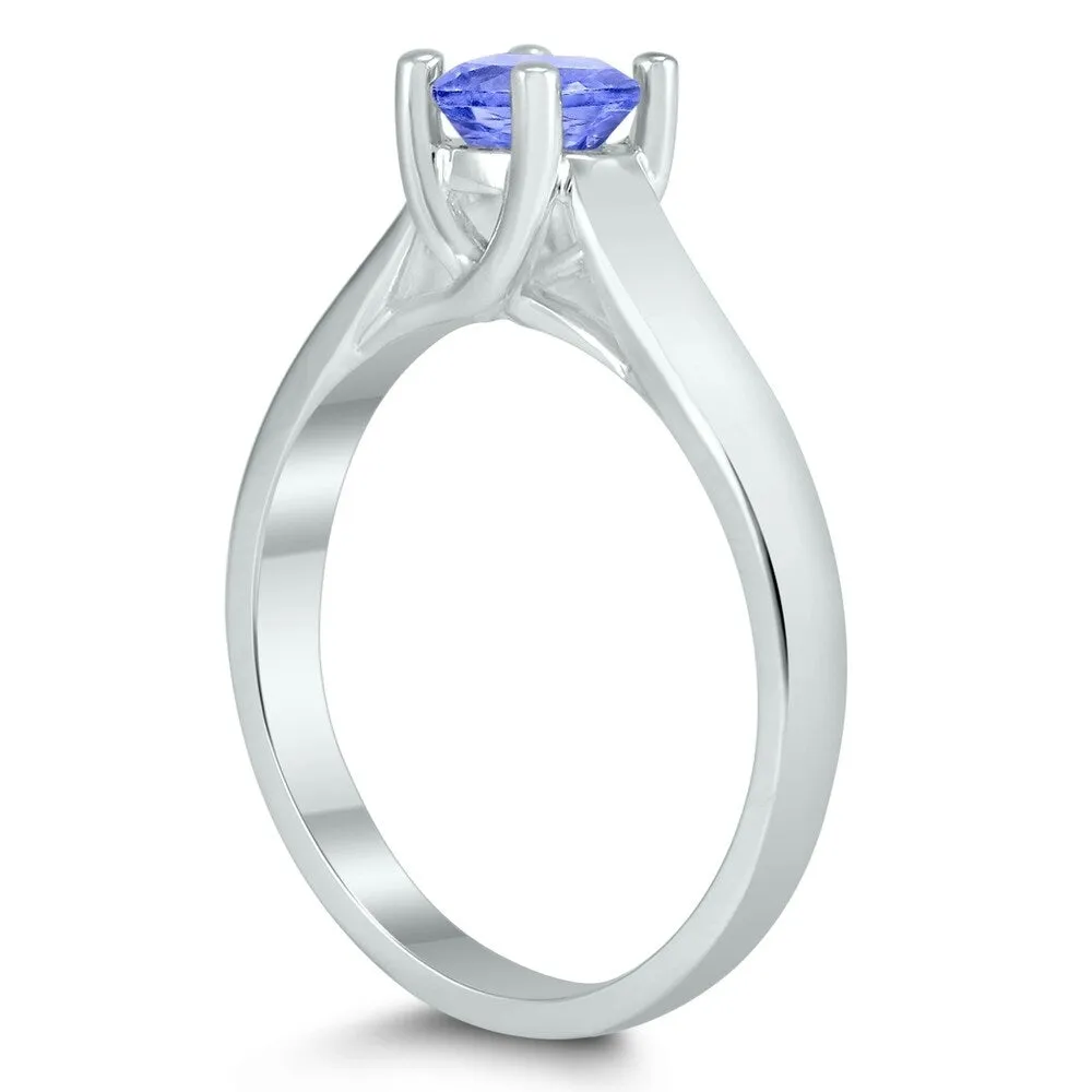 Round 5MM Tanzanite Cathedral Solitaire Ring in 10K White Gold sold by Zulily product image thumbnail 2