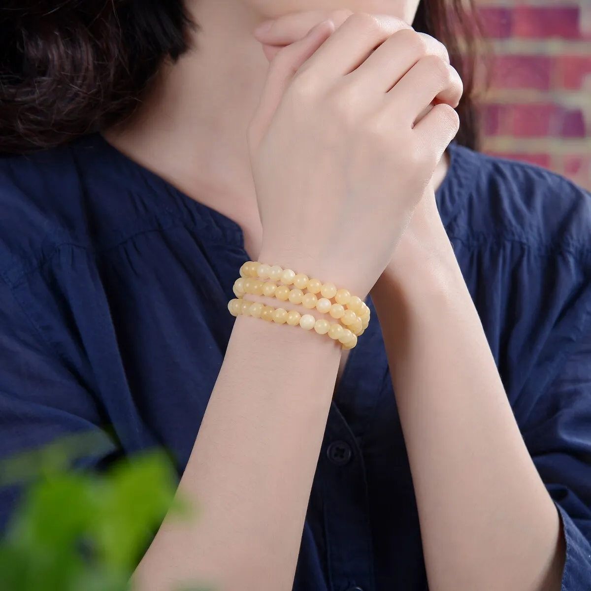3 Wrap Stretch Bracelet or Necklace- Yellow Jade sold by Zulily product image thumbnail 2