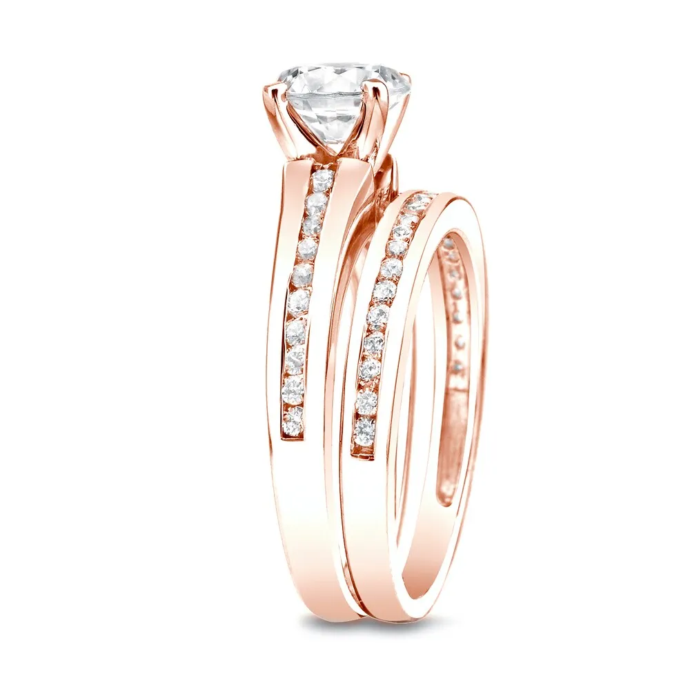 Auriya 14k Rose Gold 1ctw Classic Round Diamond Engagement Ring Set sold by Zulily product image thumbnail 2