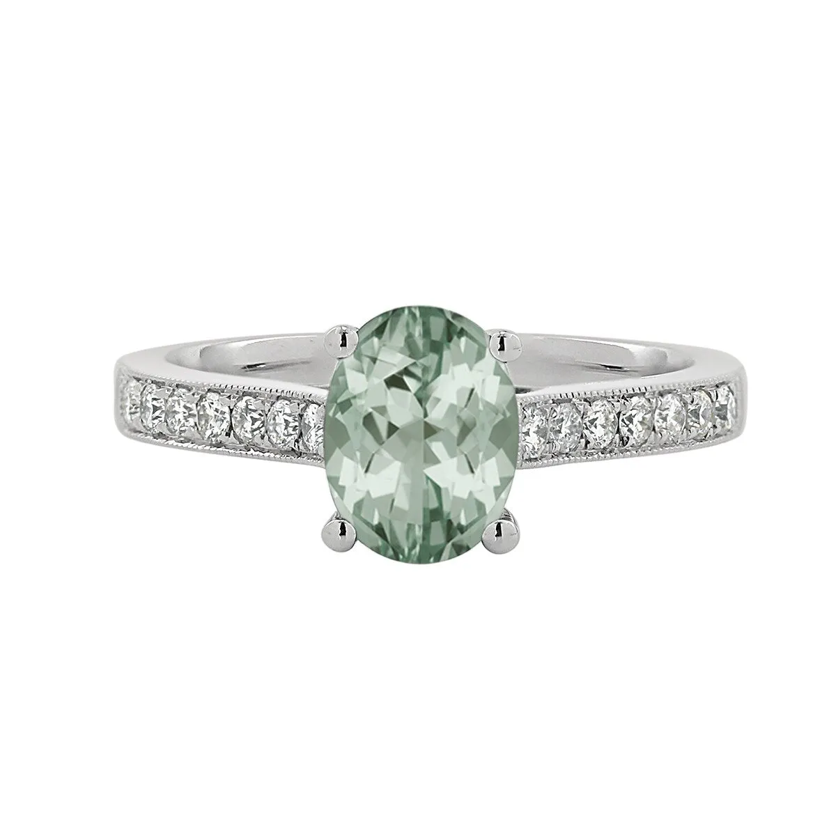 Auriya 3/4ct Fancy Oval Green Amethyst and Diamond Engagement Ring 1/4ctw 14k Gold sold by Zulily product image thumbnail 2