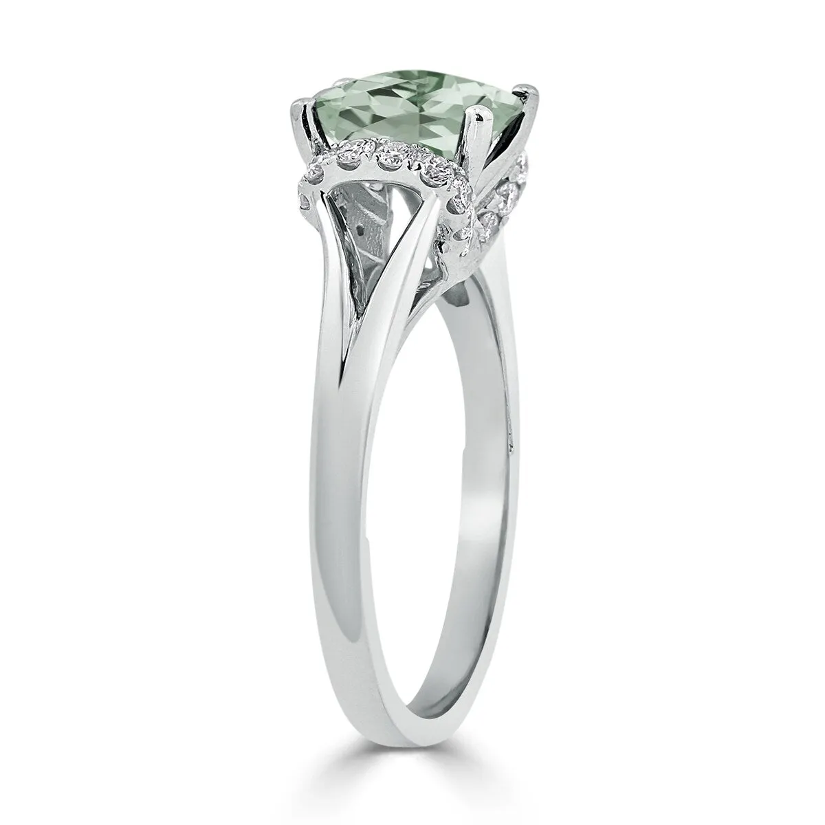 Auriya 1ct Modern Cushion-cut Green Amethyst and Diamond Engagement Ring 1/4ctw 14k Gold sold by Zulily product image thumbnail 4