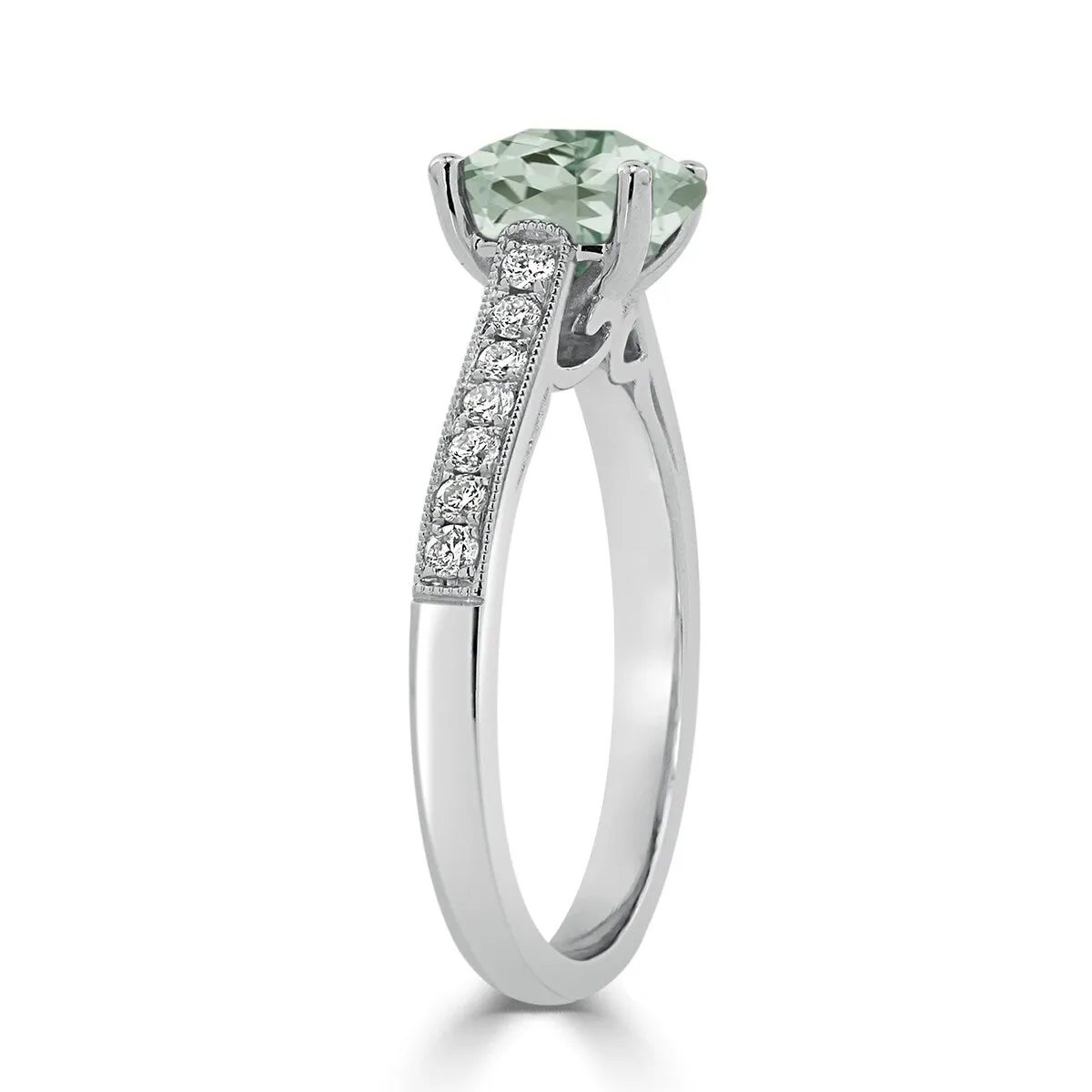 Auriya 3/4ct Fancy Oval Green Amethyst and Diamond Engagement Ring 1/4ctw 14k Gold sold by Zulily product image thumbnail 4