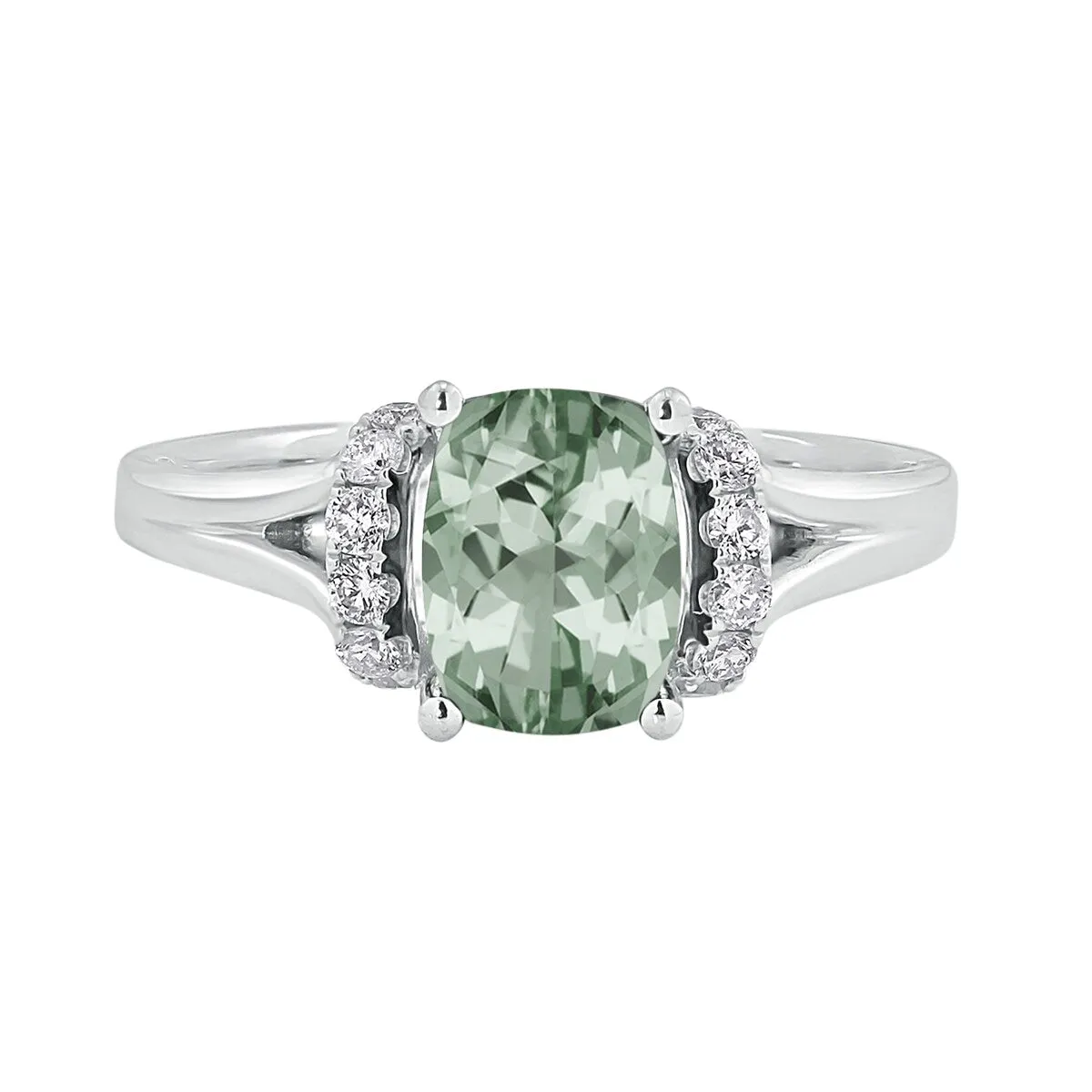 Auriya 1ct Modern Cushion-cut Green Amethyst and Diamond Engagement Ring 1/4ctw 14k Gold sold by Zulily product image thumbnail 2