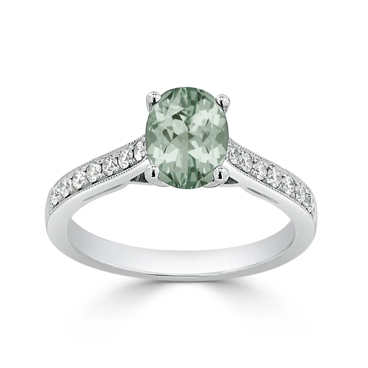 Auriya 3/4ct Fancy Oval Green Amethyst and Diamond Engagement Ring 1/4ctw 14k Gold sold by Zulily product image thumbnail 3