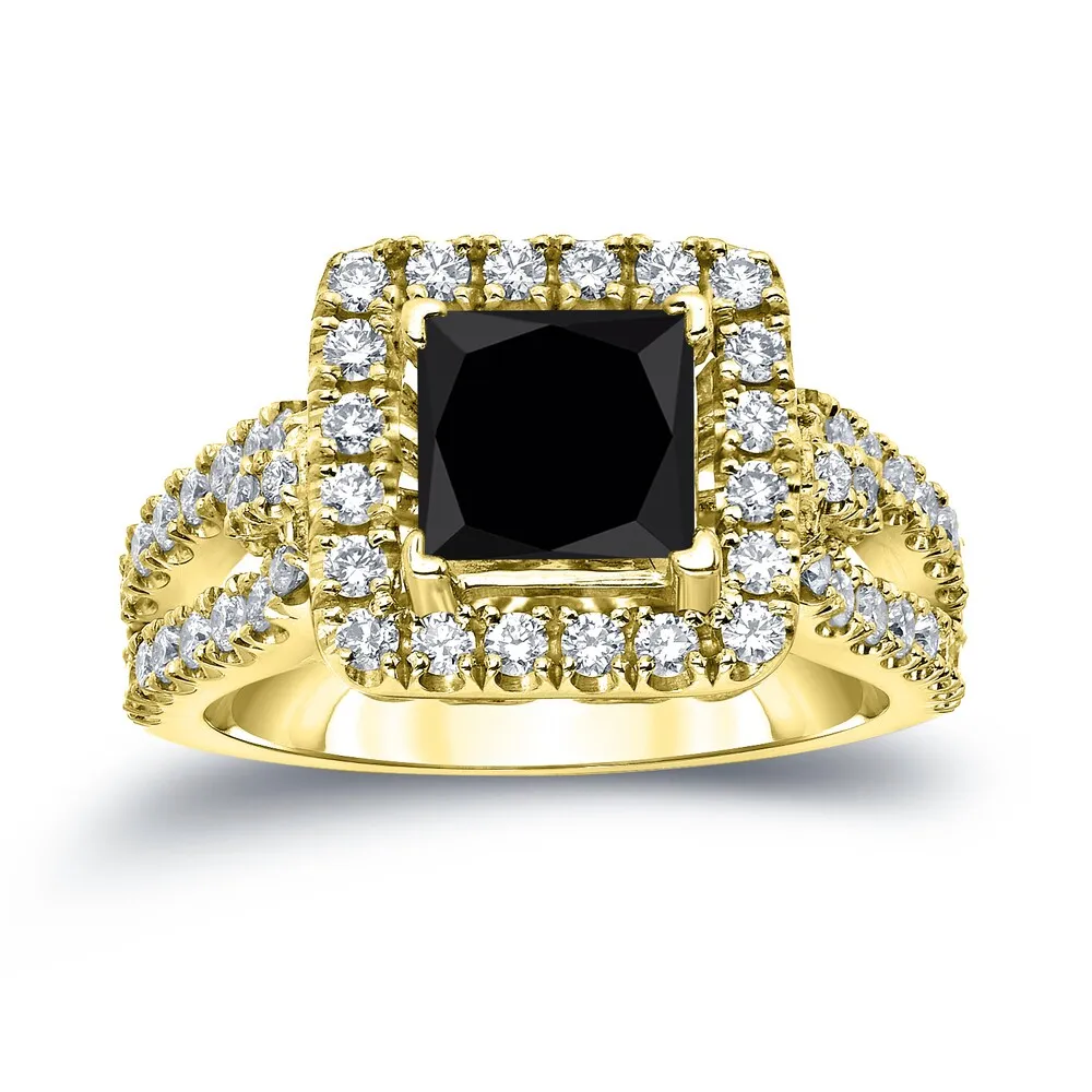 Auriya 14k Gold 1 3/4ctw Princess-cut Halo Black Diamond Engagement Ring sold by Zulily product image thumbnail 3