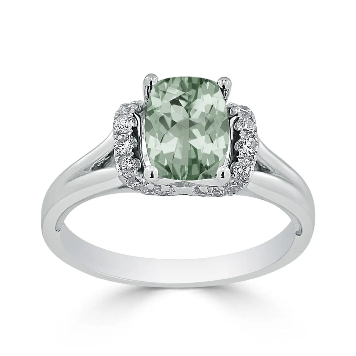 Auriya 1ct Modern Cushion-cut Green Amethyst and Diamond Engagement Ring 1/4ctw 14k Gold sold by Zulily product image thumbnail 3