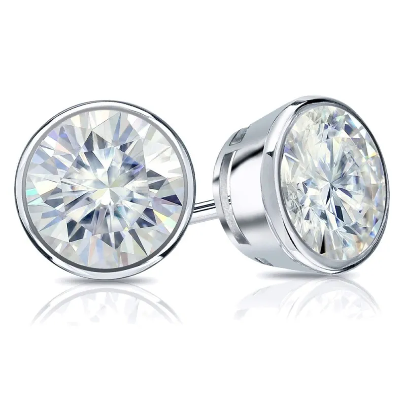 Auriya 18k Gold 5ctw Bezel-set Round Moissanite Stud Earrings sold by Zulily