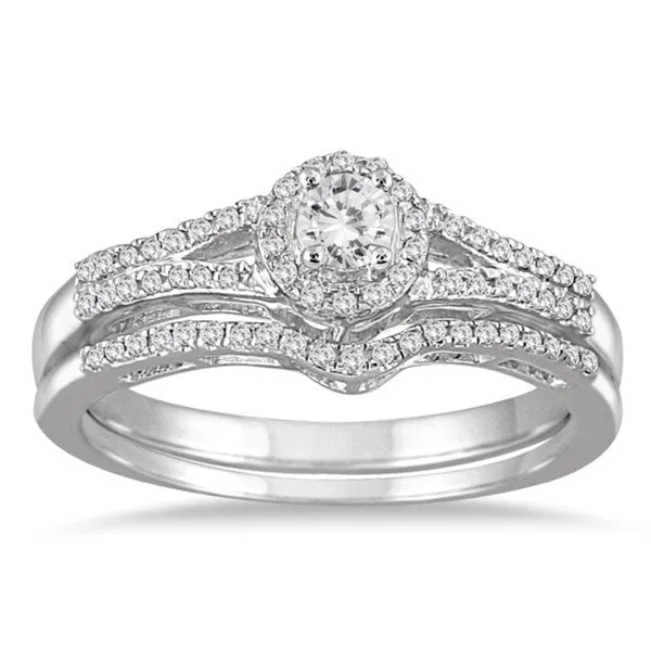 Marquee Jewels 10k White Gold 1/3ct TDW Split Shank Diamond Bridal Set sold by Zulily product image thumbnail 5