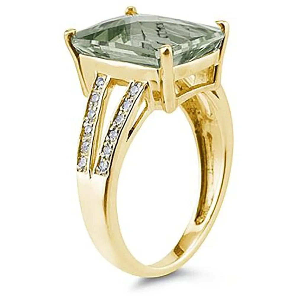 Emerald Cut Green Amethyst and Diamond Ring 10k Yellow Gold sold by Zulily product image thumbnail 2