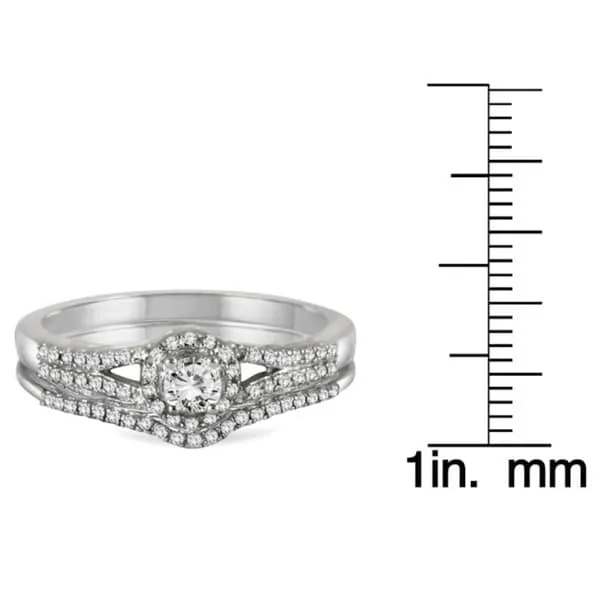 Marquee Jewels 10k White Gold 1/3ct TDW Split Shank Diamond Bridal Set sold by Zulily product image thumbnail 4