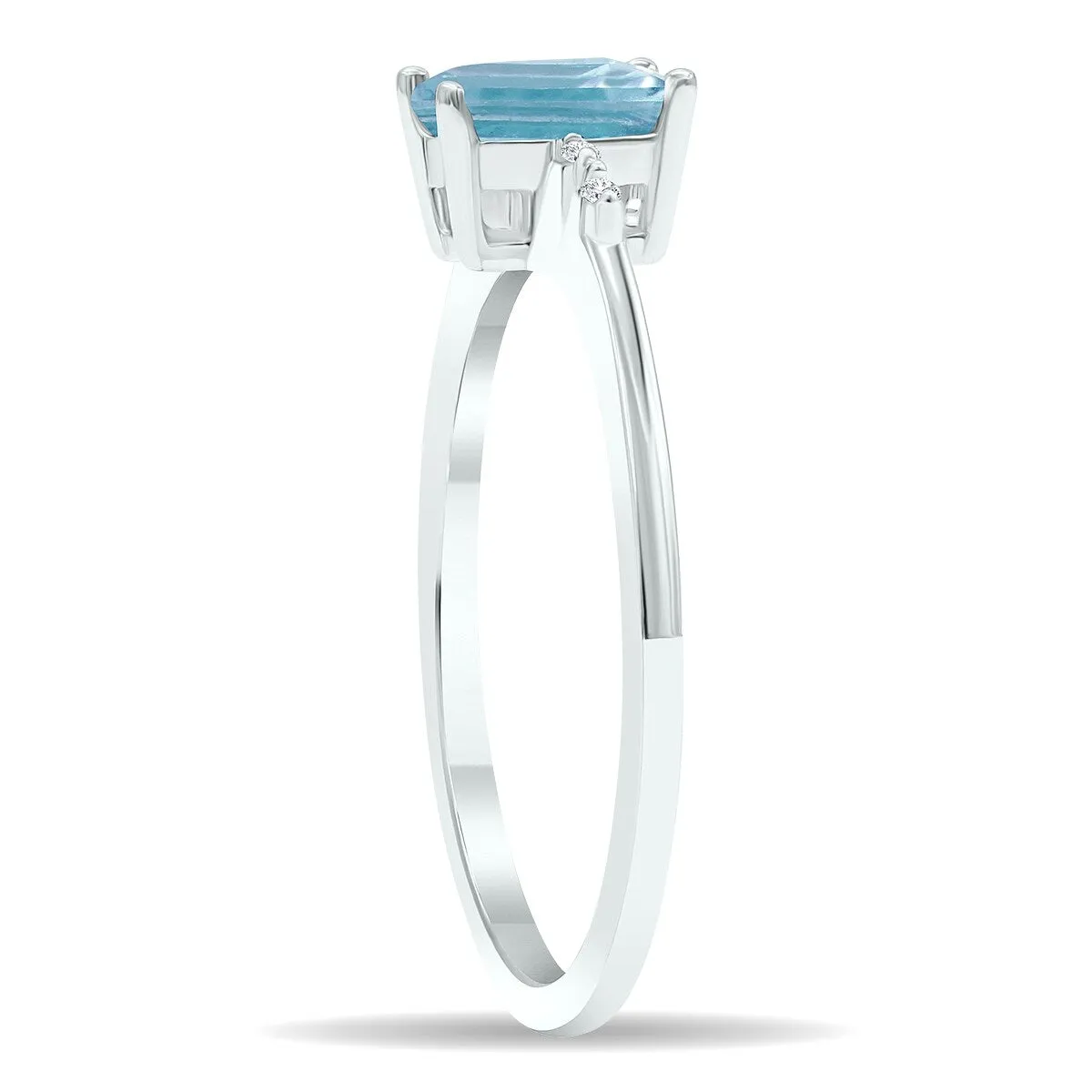 Women's Aquamarine and Diamond Sparkle Ring in 10K White Gold sold by Zulily product image thumbnail 2