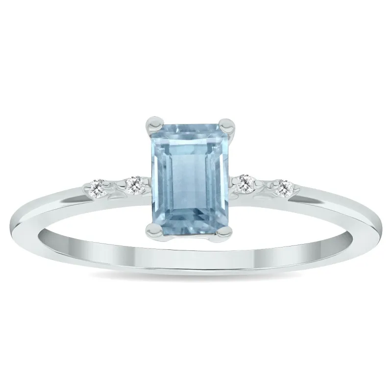 Women's Aquamarine and Diamond Sparkle Ring in 10K White Gold sold by Zulily