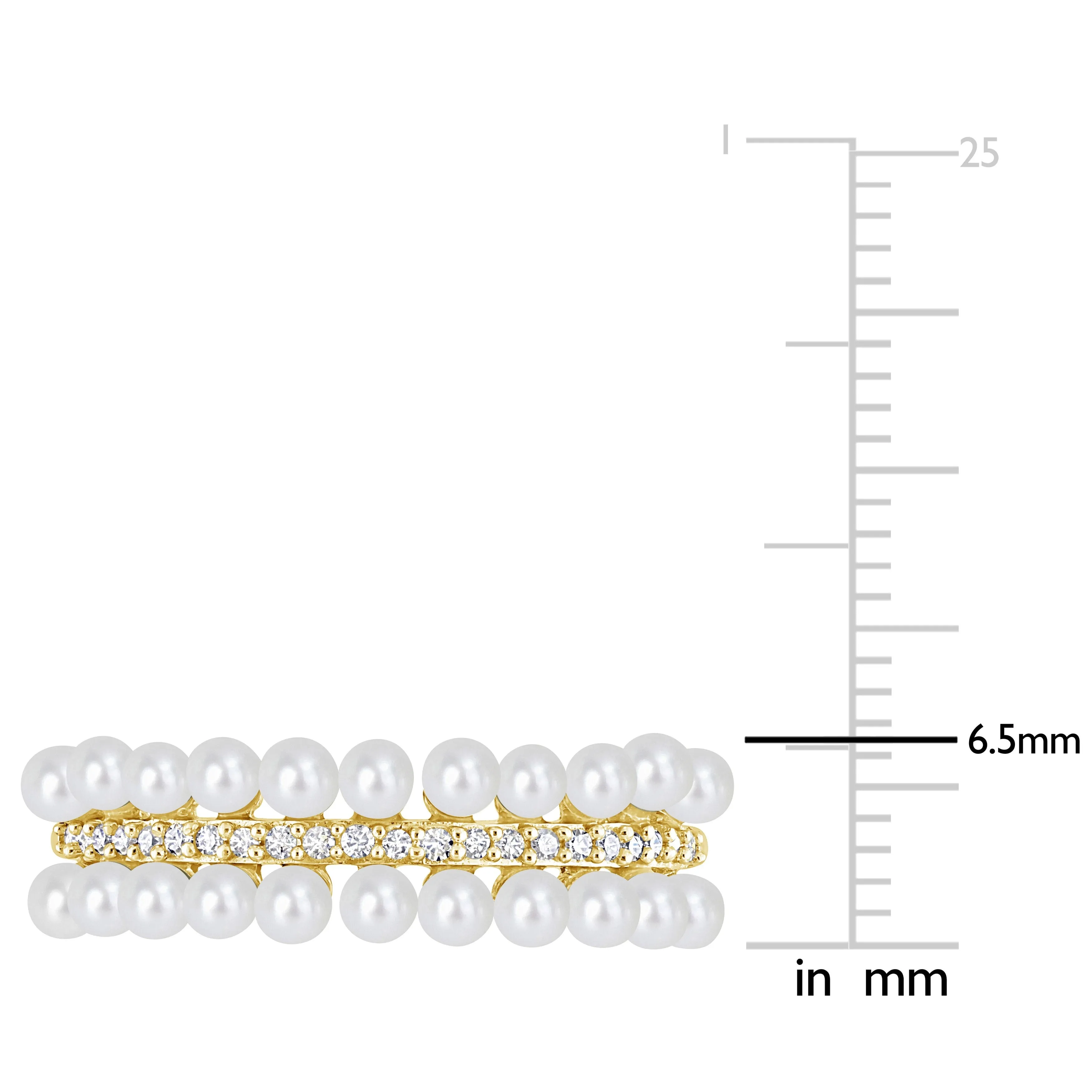 Miadora White Cultured Freshwater Pearl and 1/10ct TDW Diamond Multi-row Eternity Ringing 10k Yellow Gold sold by Zulily product image thumbnail 4