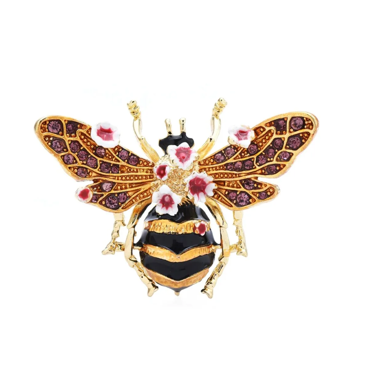 Don't AsK Goldtone & Purple Crystal Bee Floral Brooch sold by Zulily