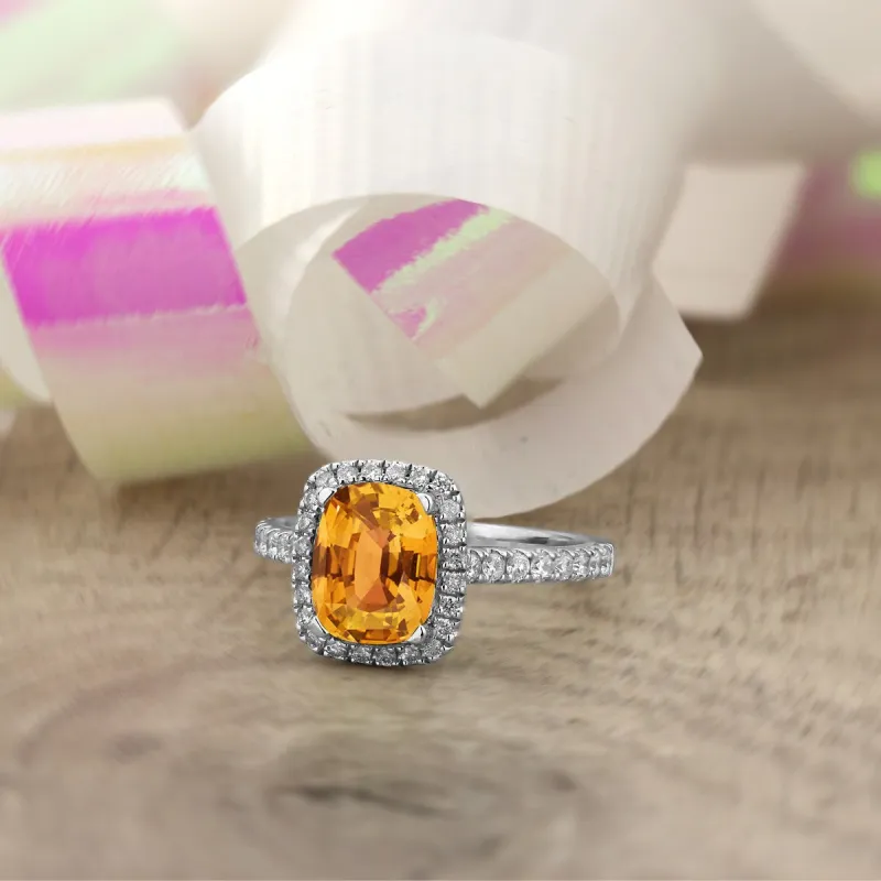 Auriya 1 7/8ct Cushion-cut Citrine and Halo Diamond Engagement Ring 3/8ctw 14k Gold sold by Zulily