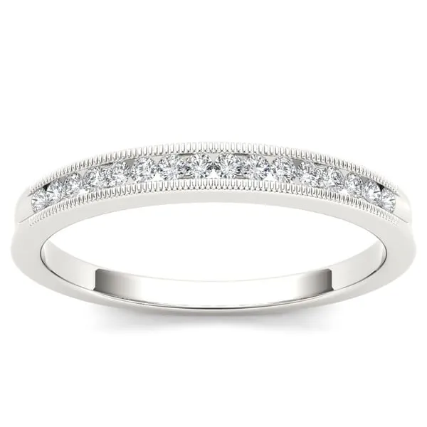 De Couer 10k White Gold 1/6ct TDW Diamond Milgrain Wedding Band sold by Zulily