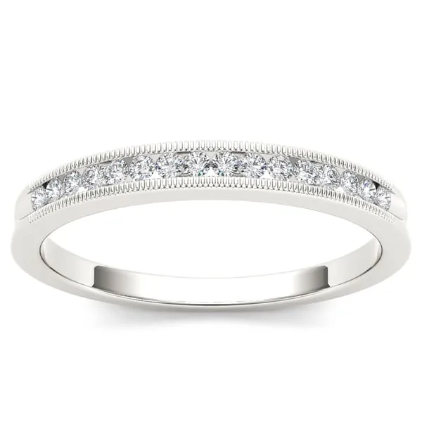 De Couer 10k White Gold 1/6ct TDW Diamond Milgrain Wedding Band sold by Zulily product image thumbnail 2